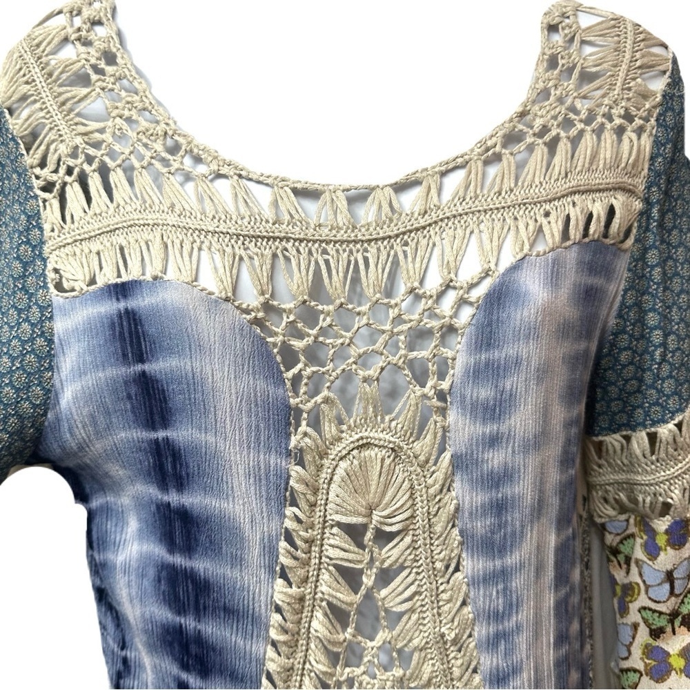 John‎ Mark Boho Crochet Butterfly Blouse Size Medium Top - Picture 8 of 16